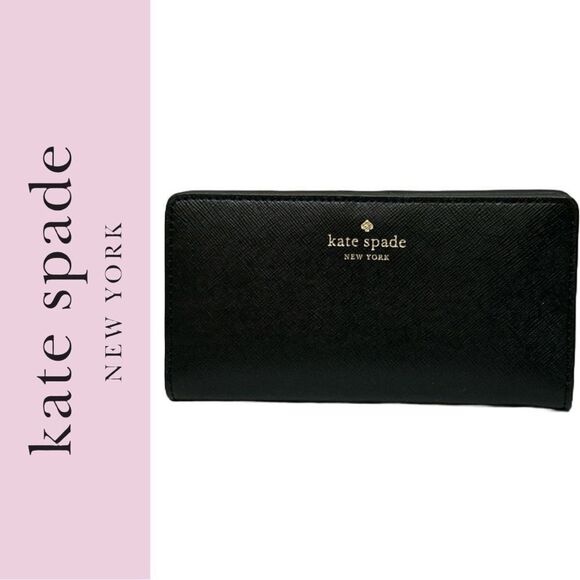 Kate Spade New York Jana Saffiano Leather Large Black Wallet‎ K8193 - Picture 1 of 3